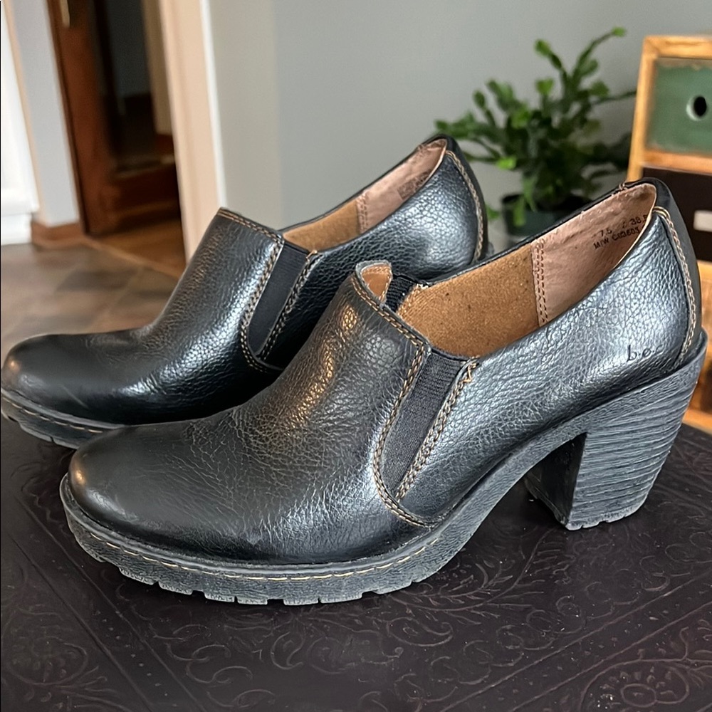 Born Black Leather Women's Heeled Shoes